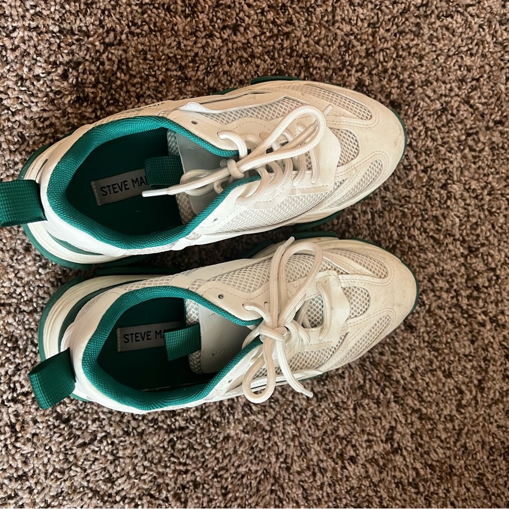 Steve Madden White Sneakers with Green Details